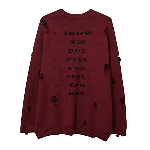 Mens Long Sleeve Printed Cable Knit Sweaters Casual Oversized Crewneck Sweater Pullover2