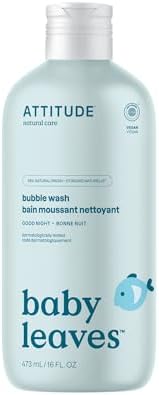 ATTITUDE Baby Bubble Bath & Body Wash, Good Night, EWG Verified, 16 Fl Oz
