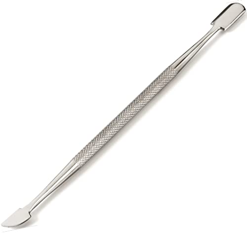 Malva Belle Best Cuticle Pusher And Spoon Nail Cleaner, Professional Stainless Steel Cuticle Remover, Cutter And Trimmer Manicure And Pedicure Tool For Fingernail And Toenail Care, Yellow – Set of 1