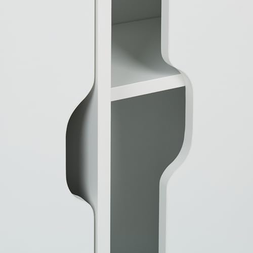 Relaxdays Nischenschrank, 3 Fächer, 2 offene Ablagen, H x B x T: 71,5 x 70 x 20 cm, Bad, Küche, MDF, Rollwagen, weiß