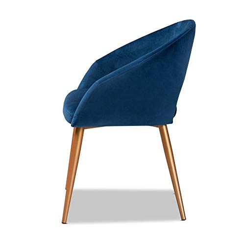 Baxton Studio Vianne Glam And Luxe Navy Blue Velvet Fabric Upholstered Gold Finished Metal Dining Chair #TOP4