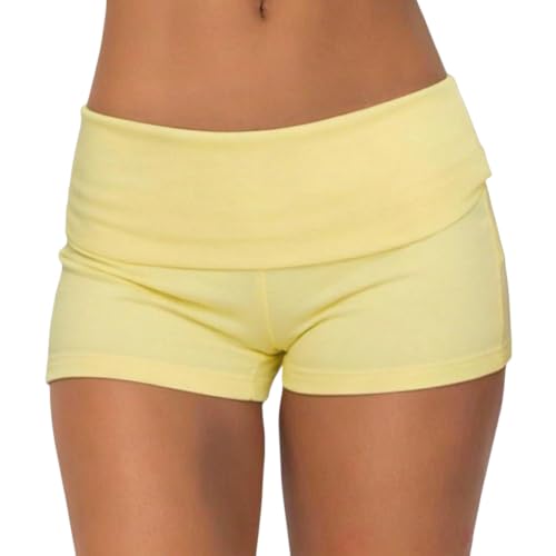 Image of Women Fold Over Mini Shorts Y2K Lounge Pajama Bottoms Low Rise Booty Shorts