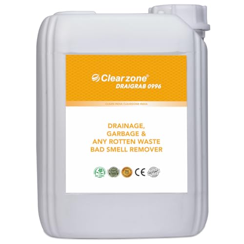 Image of Clearzone DRAIGRAB 0996 Drain Odour Cleaner & Toilet Smell Remover | Garbage Smell Eliminator for Clogged Drains, Grease, Rotten Food | Safe Formula for Kitchens & Hospitals (5 L + 1.5 L Free)