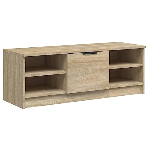 vidaXL Mueble de TV Armario Aparador Auxiliar Equipos Música Consola para Hogar Familia Soporte Videoconsolas Madera Contrachapada Color Roble