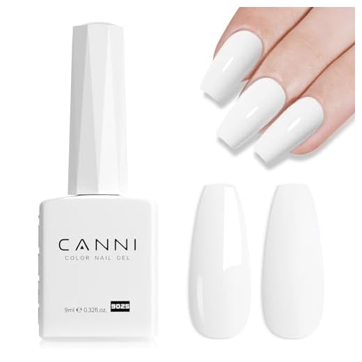 CANNI 9ml Pure White Gel Nail Polish, High Gloss UV LED Soak Off Gel