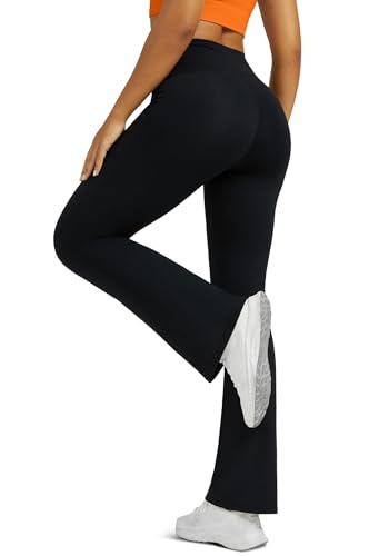 Image of Flare Leggings for Women Yoga Pants with Pockets High Waisted Crossover Flare Yoga Pants Bootcut Yoga Leggings | Soft