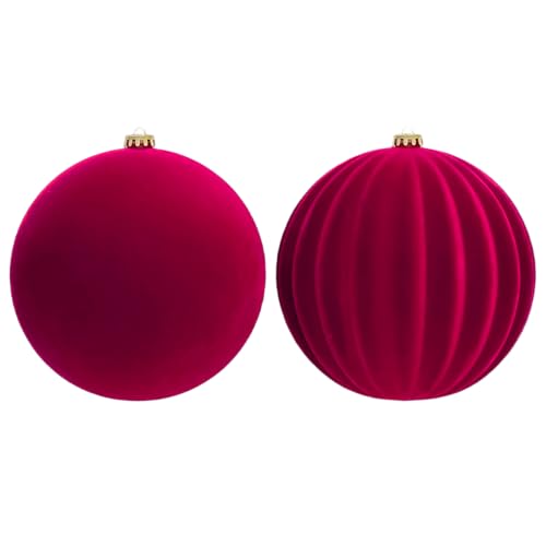 LANGXUN 2 Pcs 8 Inch Extra Large Velvet Christmas Ball Ornaments - Shatterproof Hanging Christmas Tree Decorations for Xmas Holiday Party Wedding Home