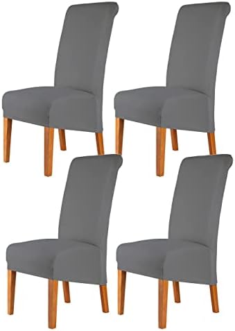 CMAKER High Back Chair Covers Stretch Spandex Fabric Chair Slipcover Seat Cover for Home Washable Removable Parsons Chair Protector Dining Room Kitchen Hotel,Set of 6,Wine Red