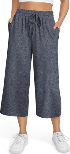 TARSE Women's Summer High Waisted Yoga Capri Pants Plus Size Casual Sport Activewear Capris Sweatpants Loose Fit