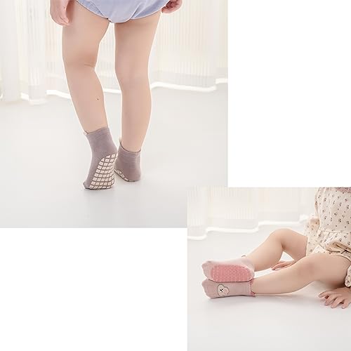 Yeshsore Baby Socks with Grips,Toddler Kids Cartoon Floor Ankle Non Slip Socks 5 Pairs3