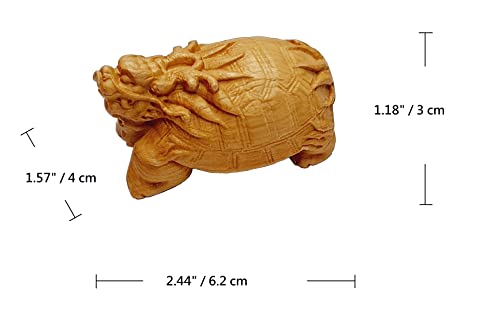Dmtse Hand Carved Natural Wood Lucky Dragon Turtle Statue Religious Sculpture Figurine For Avoiding Evil & Keeping Peace Gift Mascot #TOP3