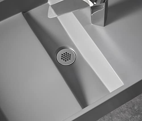 Serene Valley Floating Or Countertop Bathroom Double Sink, Two Faucet Holes With Hidden Drain Design, 40" Solid Surface Material In Matte Gray, Svws608-40Gr #TOP5