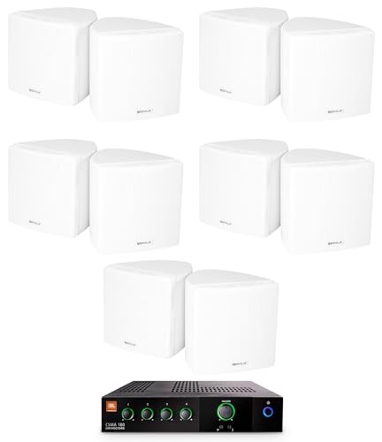 Audiosavings Bundle: (1) JBI CSMA180 80w Commercial 70v Amplifier Mixer For Restaurant/Bar/Cafe Bundle with (5) Cube by Rockville Pair of 3.5