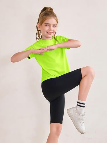 Image of Haloumoning Girls Athletic Shirts Short Sleeve Quick Dry T-Shirt Kids Summer Tee Tops 5-14Y