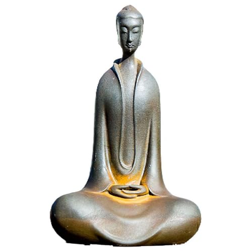 Japanese Iron Zazen Buddha, Cast Iron Monk Figurine, Buddha Statues