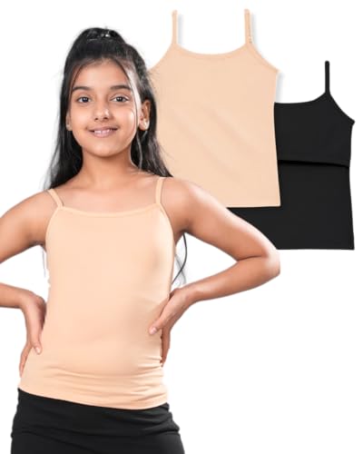 Image of Lily Chic Lightly Padded Camisole for Girls | Ages 8-16 Yrs | Soft Cotton Slips | Covers Nipple Buds | Perfect Under Uniforms & Top | Pack of 2