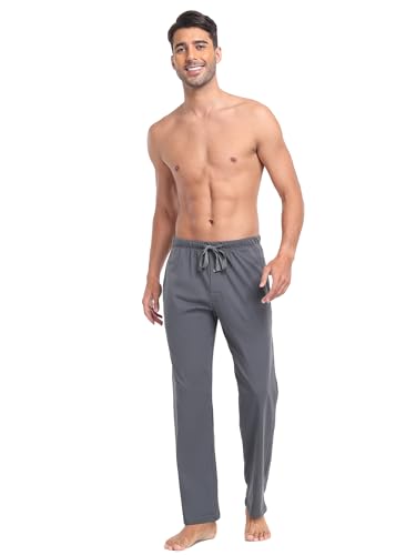 EA'S SECRET Men's 100% Cotton Pajama Bottoms Stretch Waist Soft Drawstring Sleep Lounge Pj Pants with Pockets
