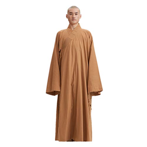 ZanYing Men's Long Gown Traditional Buddhist Meditation Monk Robe