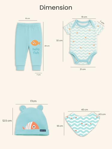 Image of POLKA TOTS Newborn Baby Gift Set Box | Premium Cotton Baby Clothes Set 0-3 Months for Boys & Girls | Essentials Newborn Baby Dress Kit | Ideal Baby Shower Gifts for Mom to Be & New Mothers (Pack of 6)