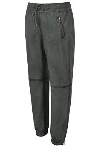 Men's Real Leather Trousers Grey Napa Sweat Track Pant Zip Jogging Bottom 30402