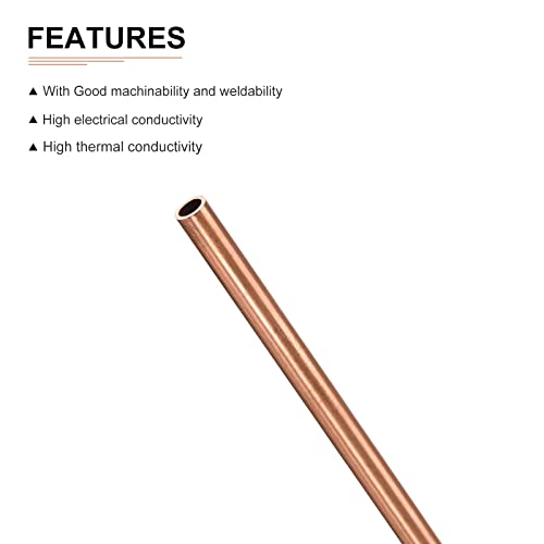 DTGN 4mm x 0.5mm x 300mm(ODxWall TXL) Copper Tube - 3Pack - Good for Machinery Equipment DIY Decorative Frame - Round Metal Tubing - Image 3