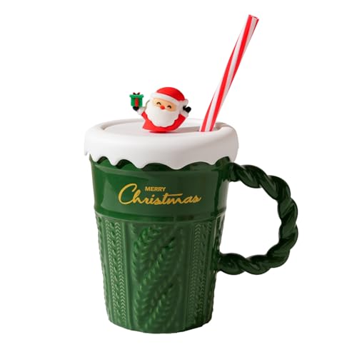 フェスティバルクリスマスコーヒーマグセラミックコーヒーカップ蓋付きホリデーテーマ箸置き家庭用オフィスカップ
