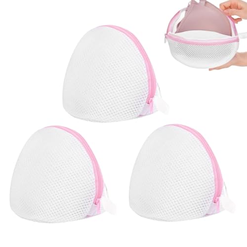 ZORVYN 3 Pezzi Sacchetti per Lavatrice con Cerniera, Reti Protettive per Reggiseni, Biancheria Intima e Calzini, Mesh Salva Reggiseno per Lavatrice (15 x 17 cm, Rosa)