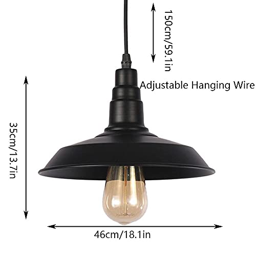 Lampe suspendue industrielle en métal noir rétro avec culot E26 réglable - 5