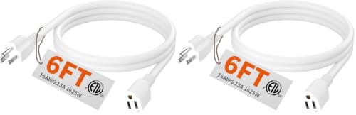 Image of HUANCHAIN Indoor Outdoor White Extension Cord 6 FT Waterproof 16 /3 Gauge (Pack of 2)