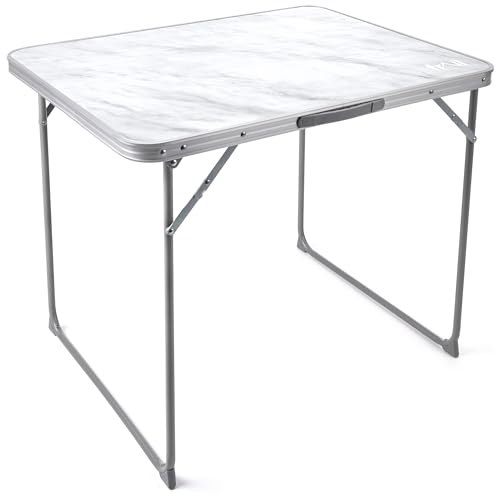 Trail Portable Folding Camping Table, Outdoor Garden Picnic Fishing Festival Beach, Heavy Duty Tubular Steel Legs, Water Resistant Laminate Top, Lightweight with Handle (L80cm x W60cm x H67cm / 3.5kg)