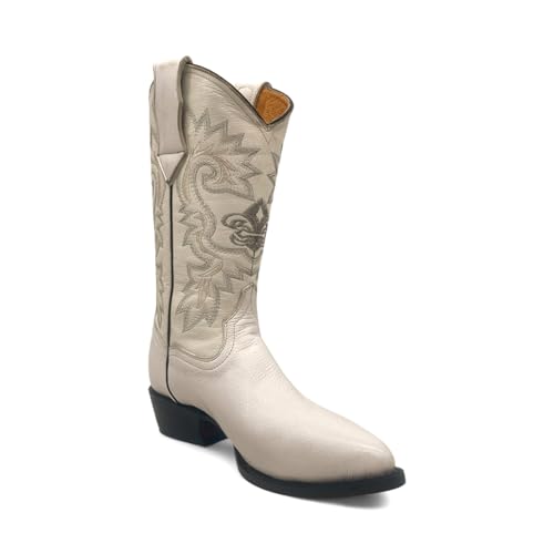 White Leather Mens J Toe Western Cowboy Boot