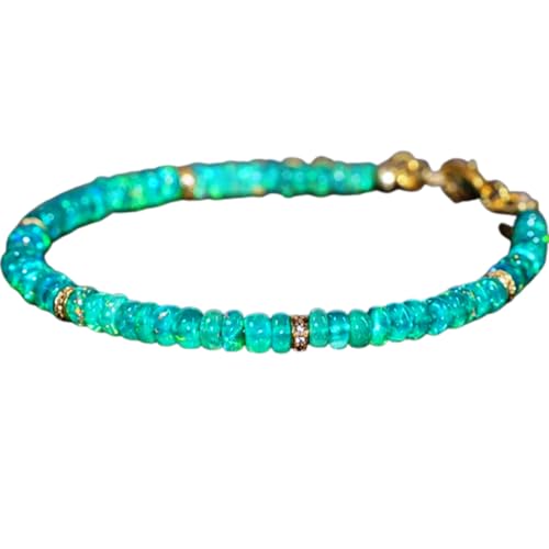 Pulsera de ópalo etíope verde ajustable para tus looks diarios de moda
