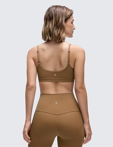 Image of CRZ YOGA Butterluxe Scoop Neck Sports Bras | Light Support, Removable Pads, Yoga, Extremely Soft, U Back, Adjustable Spaghetti Straps, for Women
