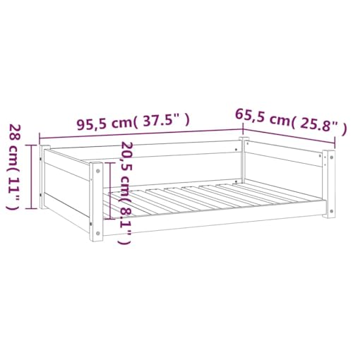 vidaXL Hundebett 95,5x65,5x28cm Kiefer Massivholz