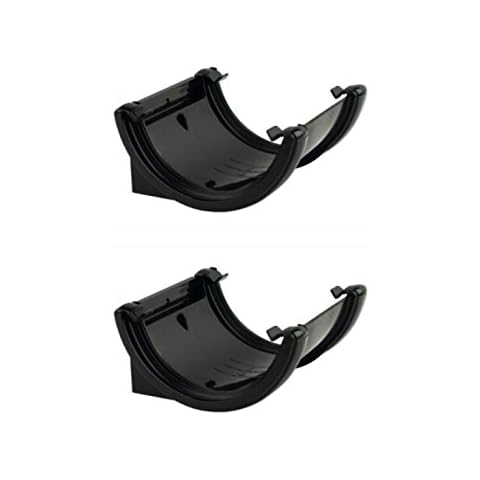 FLOPLAST 112mm Half Round Fascia Gutter Union Bracket - Black - Pack of 2 Cover