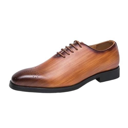 Men's Classic Leather Dress Shoes Comfortable Wedding Formal Modern Walking Hollow Mesh Breathable Oxford Shoes
