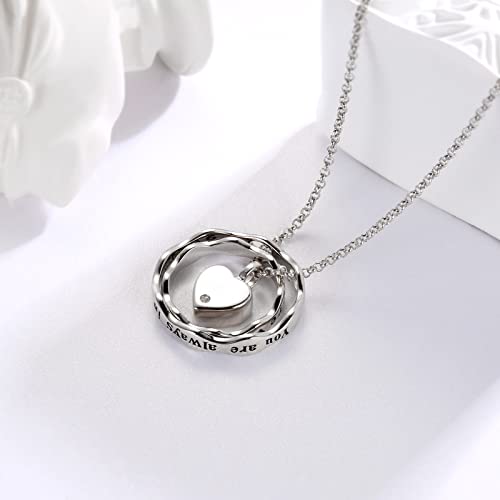 Sterling Silver Cremation Keepsake Jewelry Pendant Eternity Urn Necklace for Ashes Memorial Gifts You Are Always In My Heart I Love You Forever4