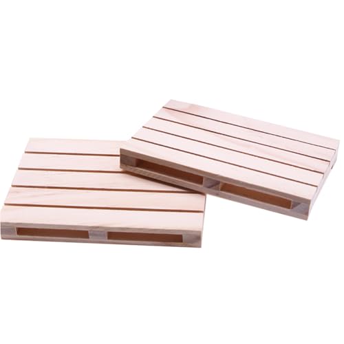 HAORUN 2 Stück Miniatur-Holzpaletten, dekorative Palettenuntersetzer, Naturholz