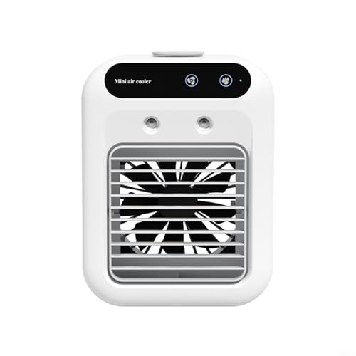 Aprilsunnyzone Aire acondicionado portátil en miniatura recargable por USB, con velocidades de viento ajustables y modos de niebla para uso en coche y oficina