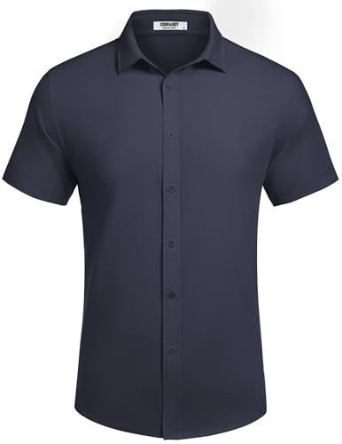 COOFANDY Mens Short Sleeve Button Down Shirts Casual Linen Summer Beach Shirt Wrinkle Free2