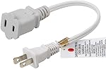10-Feet (3.0Meter) Long Polarized White US 2-Prong Male-Female Extension Power Cord,16AWG 2 Outlet Extension Cable 2-Prong Male/Female Extension, Nema 1-15 Extension Cable White