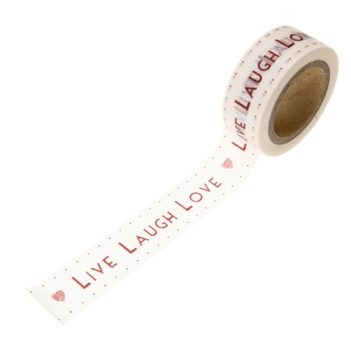 East of India LIVE LAUGH LOVE Red Writing Paper Tape 10m