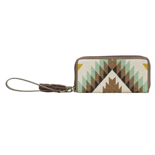 Myra Bag Imazica Wallet, S-7089 - Eco-Friendly Woven Fabric Wallets for Women with Leather Accents and Aztec-Inspired Design, Wristlet Strap, Clutch, Purse as a Birthday Gift for Mom, Sister, Friend