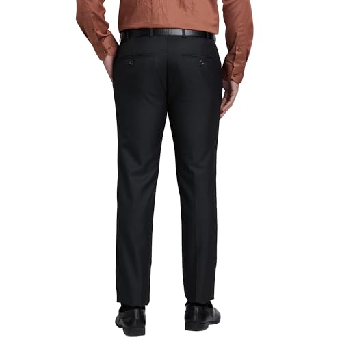 Image of Park Avenue Men's Mid Rise Checks Pattern Super Slim Fit Polyester Blend Flat Front Formal Trouser