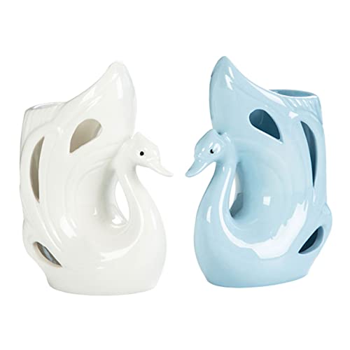 Doitool 2Pcs Swan Ceramic Vase Pottery Vase Hydroponic Vase Desk Decoration Small Ceramic Vase Ceramic Flower Pot Table Centerpieces Vase Small Vase Adornment Lovely Vase Office Decor Mini #TOP20