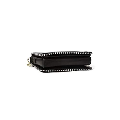 Sac de mode simple pour vos sorties - Sac carré noir perlé rivets