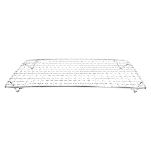 Veemoon Grille de Cuisson rectangulaire en Acier Inoxydable avec Pieds pour Barbecue - Grille de Cuisson pour feu de Camp - Grille de Refroidissement pour Cuisson au Four et rôtissage - 28 x 18 cm