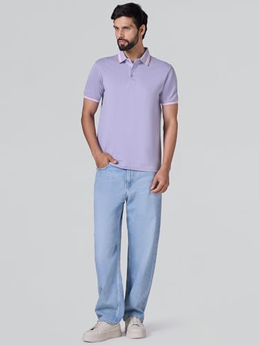 Image of XYXX Men's Apex Mercerized Cotton Striped Collar Pique Polo T-Shirt