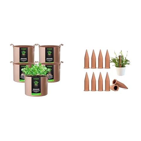 VIVOSUN 5-Pack 1 Gallons Grow Bags with 10Pcs Self-Watering Spikes, 7 Inch Hexagonal Terracotta… — $33.80 (15% off)