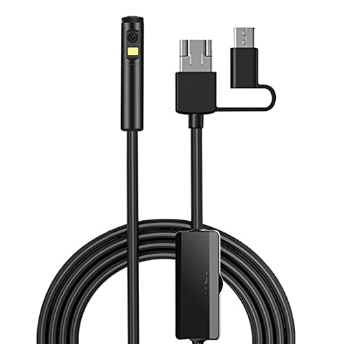angelHJQ Cámara De Inspección De Endoscopio De Doble Lente, Boroscopio USB 3 En 1 Tipo C De 8 Mm, Cable De Serpiente Semirrígido, con 9 Luces LED, Resistente Al Agua, para Android Windows Cover